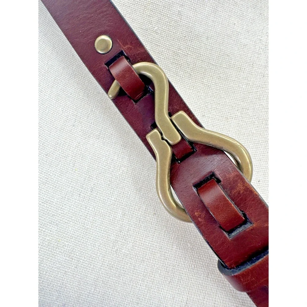 Vintage Orvis Cognac Full Grain Leather Equestrian Hoof Pick Belt 38 Brass USA